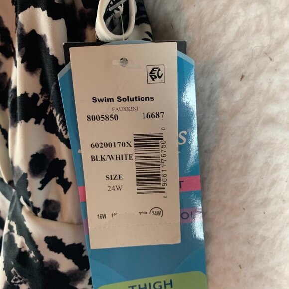 Swim Solutions Womens Tummy Control Tiered V-Neck Fauxkini Swimsuit Size 24W NWT - Picture 4 of 9